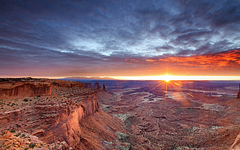 Sunset, landscape, clouds, sky, sun HD wallpaper