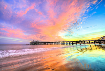Pier Beach California, nature, beach, sky, california HD wallpaper