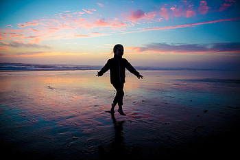 Nature, Sunset, Sea, Child, Happiness HD wallpaper