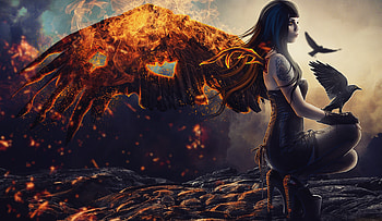 Raven Girl Artwork , raven, artwork, artist, wings HD wallpaper