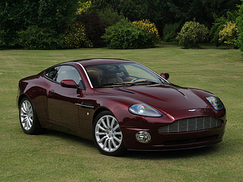 Grass, Aston Martin, Cars, Side View, Style, Burgundy, Vinous, V12, Vanquish, 2001 HD wallpaper