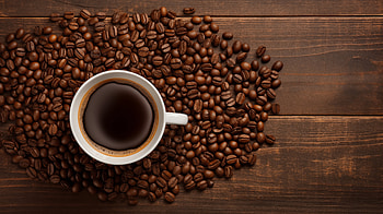 Aromatic Coffee Beans and Cup - Background, coffee beans, food, coffee HD wallpaper