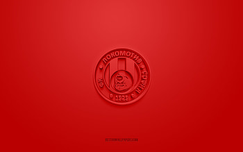 FC Lokomotiv 1929 Sofia, creative 3D logo, red background, Bulgarian First League, 3d emblem, Bulgarian football team, Bulgaria, 3d art, Parva liga, football, FC Lokomotiv 1929 Sofia 3d logo HD wallpaper