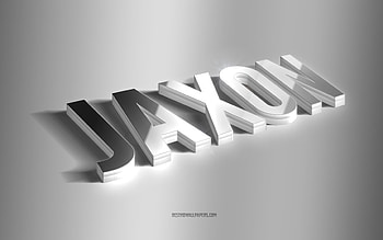Jaxon, silver 3d art, gray background, with names, Jaxon name, Jaxon greeting card, 3d art, with Jaxon name HD wallpaper