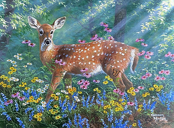 deer in the sun, flowers, deers, sun, animals HD wallpaper