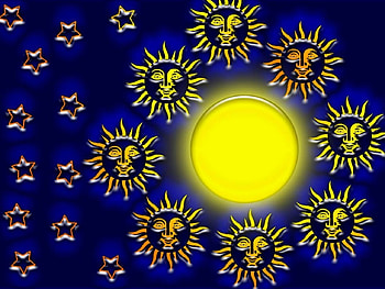 Blue Sky Night, night, blue sky, stars, suns HD wallpaper