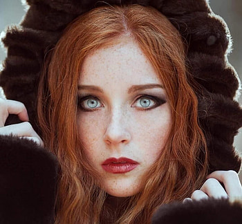 Redhead, woman, hat, model, blue eyes, face, girl HD wallpaper