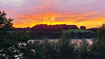 Warm autumn sunset, Rivington, England, river, landscape, trees, colors, sky HD wallpaper
