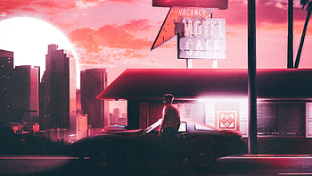 Retro Midnight Car Rider Motel, retro, artist, artwork, digital-art HD wallpaper