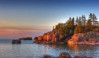 Lake Superior, Pine Trees HD wallpaper