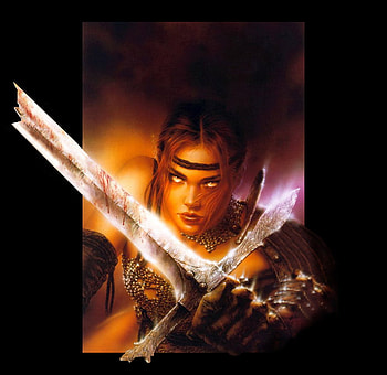 The Sword - Blood in my hands, sexy, sword, eyes, hot, knight, girl, beautiful, woman, war, espada, chick, warrior HD wallpaper