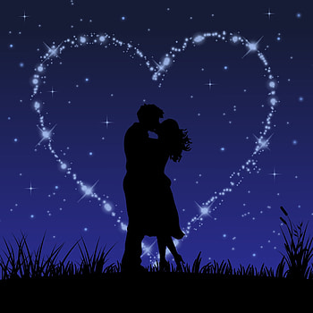 Couple, love, kiss, stars, glitter, digital art HD phone wallpaper