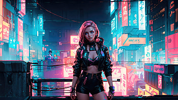 Pink Hair Edge Runner Girl, artist, artwork, digital-art, art, deviantart HD wallpaper