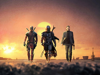 Deadpool Mandalorian John Wick, deadpool, john-wick, the-mandalorian, superheroes, artwork, artist HD wallpaper