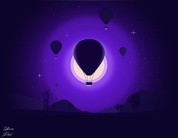 Art, Night, Moon, Balloons, Vector HD wallpaper