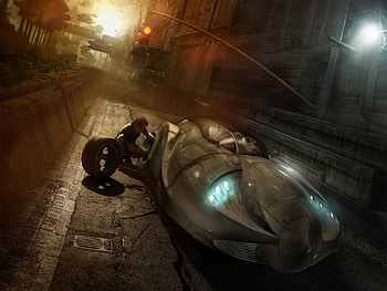 Flat Tire even in the Futur, flat tire, futur city, change tires, change wheels HD wallpaper