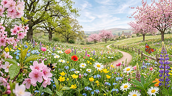 Blossom Path - Spring Aesthetic | Meadow Awakening | Pastel Springway, Wildflower, Meadow, Countryside HD wallpaper