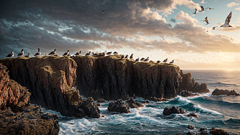 Sea Shore, sea, shore, seagull, sun, wave HD wallpaper