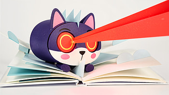 Laser-Eyed Papercraft Cat, Book HD wallpaper