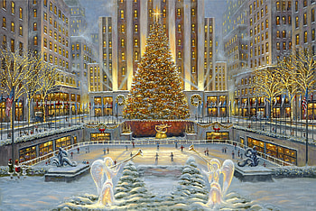 New York Christmas, Rockefeller Center, , Festive backgrounds HD wallpaper