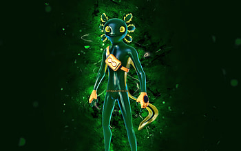 Custom Axo, , green neon lights, Fortnite Battle Royale, Fortnite characters, Custom Axo Skin, Fortnite, Custom Axo Fortnite HD wallpaper