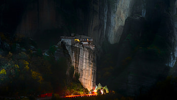Majestic Monastery on Rocky Cliffs - Landscape, rock formation, monastery, house, landscape HD wallpaper