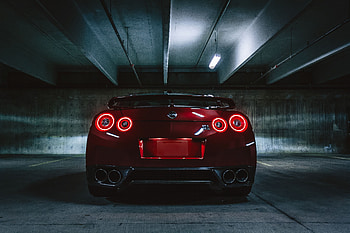 Nissan, Cars, Lights, Dark, Back View, Rear View, Headlights, Nissan Gtr HD wallpaper