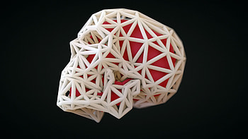 3D, Grid, Skull HD wallpaper