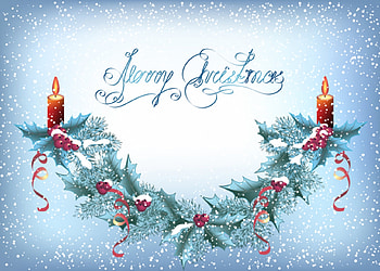 Merry Christmas, Candles, ribbon, snow, berries, holly HD wallpaper