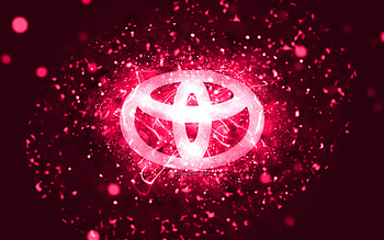Toyota pink logo, , pink neon lights, creative, pink abstract background, Toyota logo, cars brands, Toyota HD wallpaper