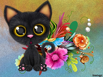 CUTE KITTY, ART, CUTE, KITTY, ABSTRACT HD wallpaper