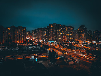 Cities, Building, Lights, Dark, Road, Night City HD wallpaper