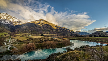 Mountain, sky, nature, lake, cloud HD wallpaper