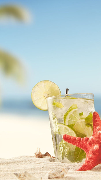 Tropical paradise, Exotic fruit, Palm trees, Beachside lemonade HD phone wallpaper