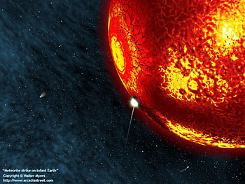 Meteorite strikes, earth, ancient, burning, early HD wallpaper