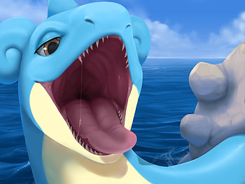 Lapras, Safe art, Feral creature, Tongue out HD wallpaper