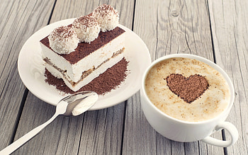 Cake and coffee, Latte art, Satisfying sweets, High-quality HD wallpaper