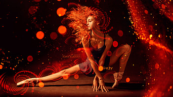 Ballerina, model, tony kokhan, dancer, red, girl, redhead, woman HD wallpaper