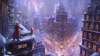 : Enchanting Christmas Cityscape 2025, 2025, landscape, city, Christmas, New Year 2025 HD wallpaper
