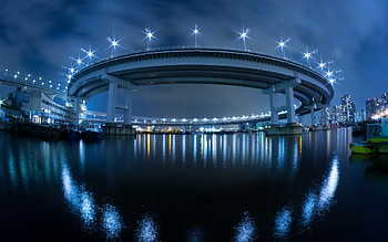 Landscape, Bridges, Night HD wallpaper