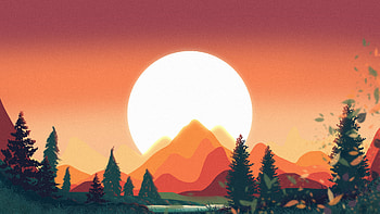 Lights Trees Sunlight Mountains Calm, lights, trees, sunlight, mountains, artist, artwork, art, digital-art HD wallpaper