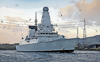 HMS Defender, D36, , vector art, HMS Defender drawing, creative art, HMS Defender art, vector drawing, abstract ships, HMS Defender D36, Royal Navy HD wallpaper