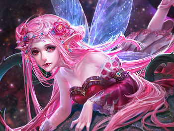 Fairy, blue, wings, pink, frumusete, fantasy, luminos HD wallpaper