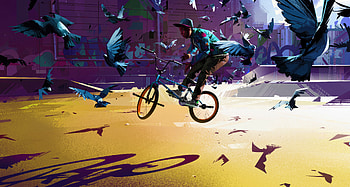 Bmx Rider City , bmx, biker, artist, artwork, digital-art, artstation HD wallpaper