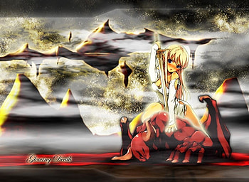 Glowing Death, hell, elf warrior, divine sword, anime, underworld HD wallpaper
