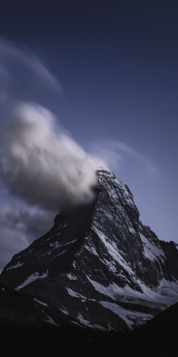 Matterhorn mountain, Cloud at peak, Watercolor , Dark and beautiful HD phone wallpaper