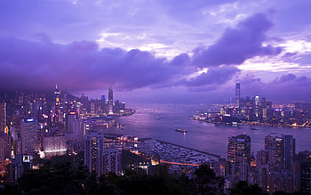 Victoria Harbour, Braemar Hill view, Hong Kong skyline, Scenic HD wallpaper