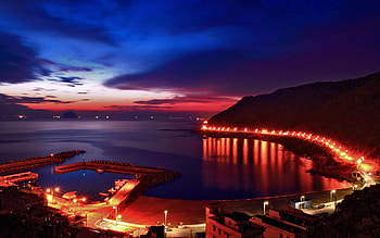 Landscape, Sea, Night HD wallpaper