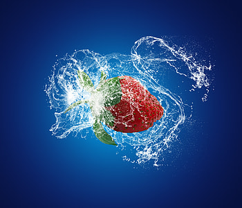 Strawberry, Macro, Spray, Splash HD wallpaper