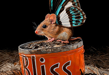 Fairy mouse, fairy, wings, mouse, fantasy, art, red, cute, lisa ericson, black HD wallpaper